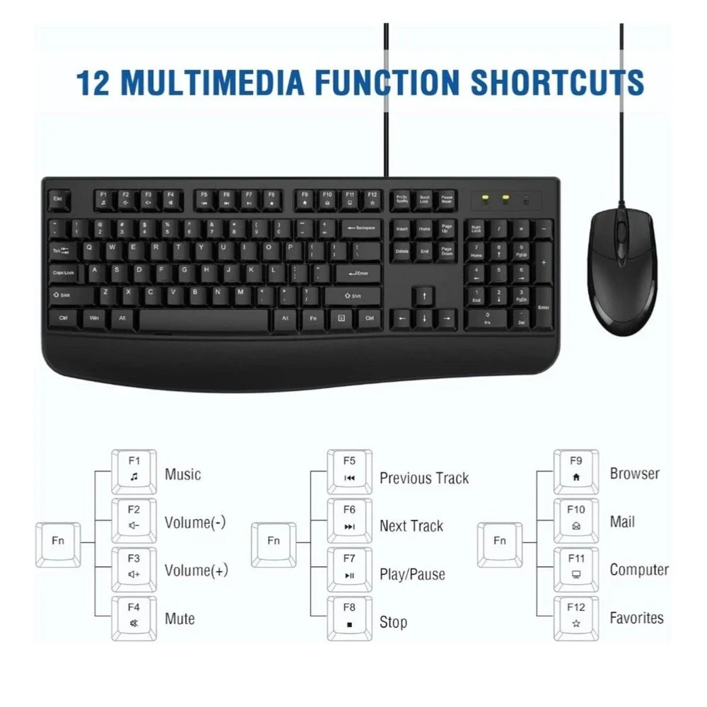 Wired Keyboard and Mouse Combo,Windows, Mac OS Desktop/Laptop/PC